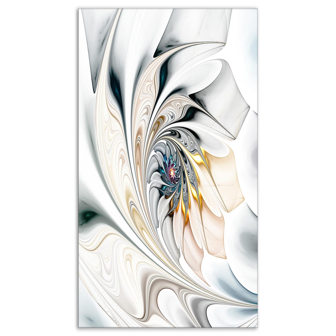 Designart - White Stained Glass Floral Art - Large Floral Wall Art Canvas